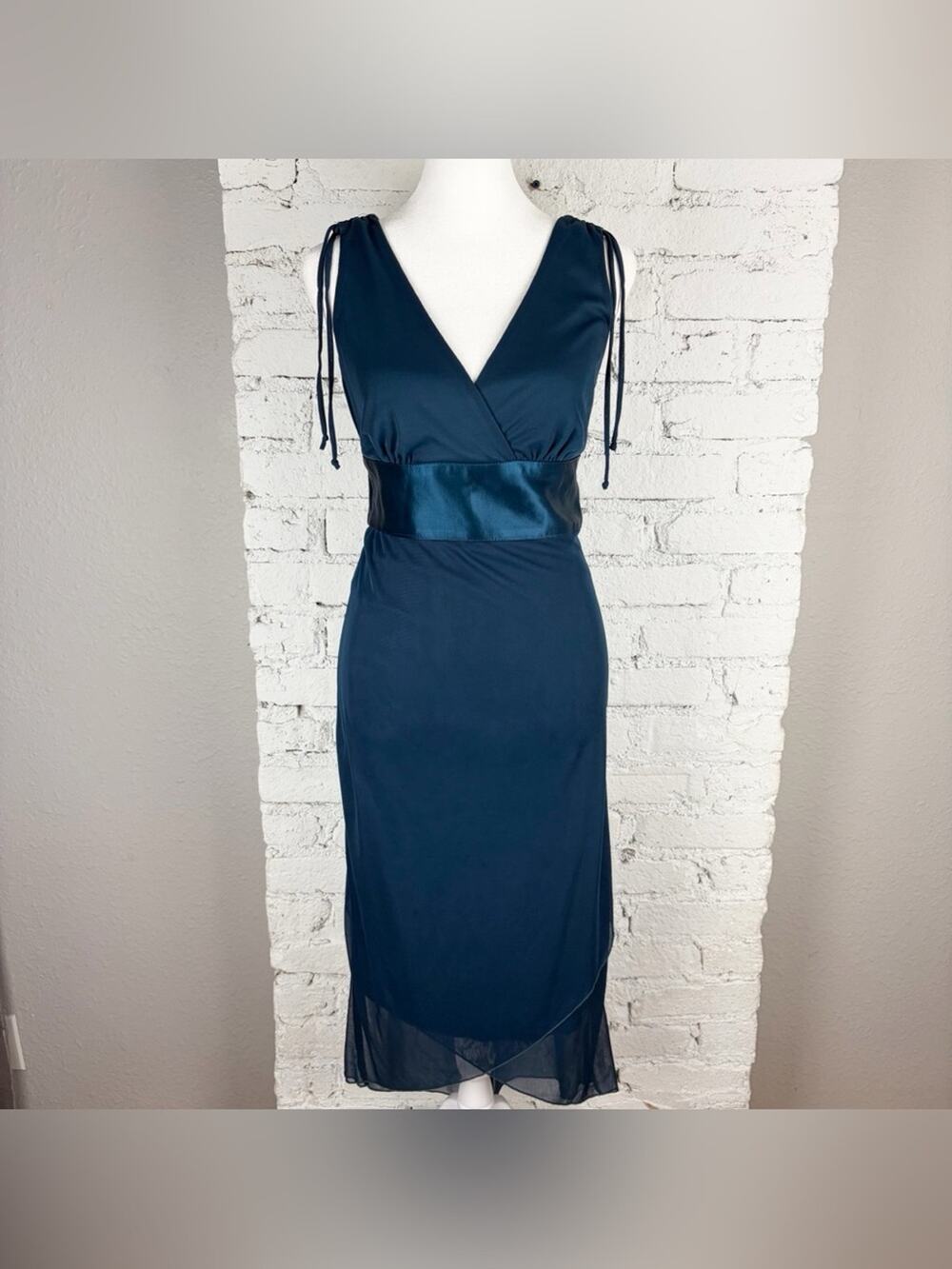 VTG Ruby Rox Satin Blue Tie Back Asymmetrical Fairy Angel Dress Small